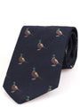 Atkinsons 'Standing Pheasant' Wool & Silk Woven Shooting Tie, Navy