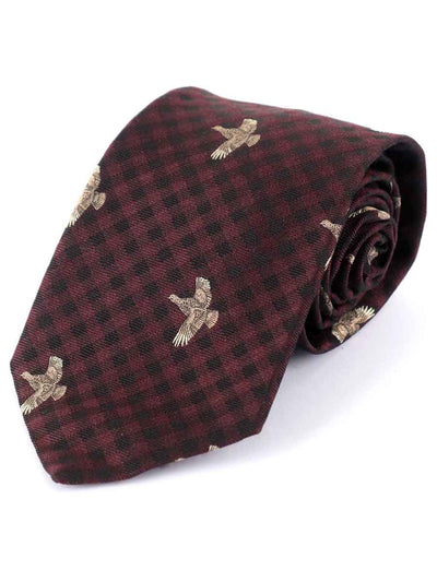 Atkinsons 'Flying Grouse' Woven Wool & Silk, Shooting Tie, Plum
