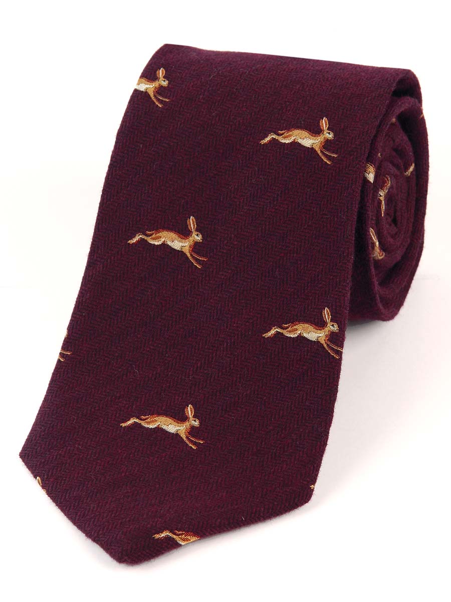 Atkinsons Hare Woven Wool & Silk Tie - Burgundy