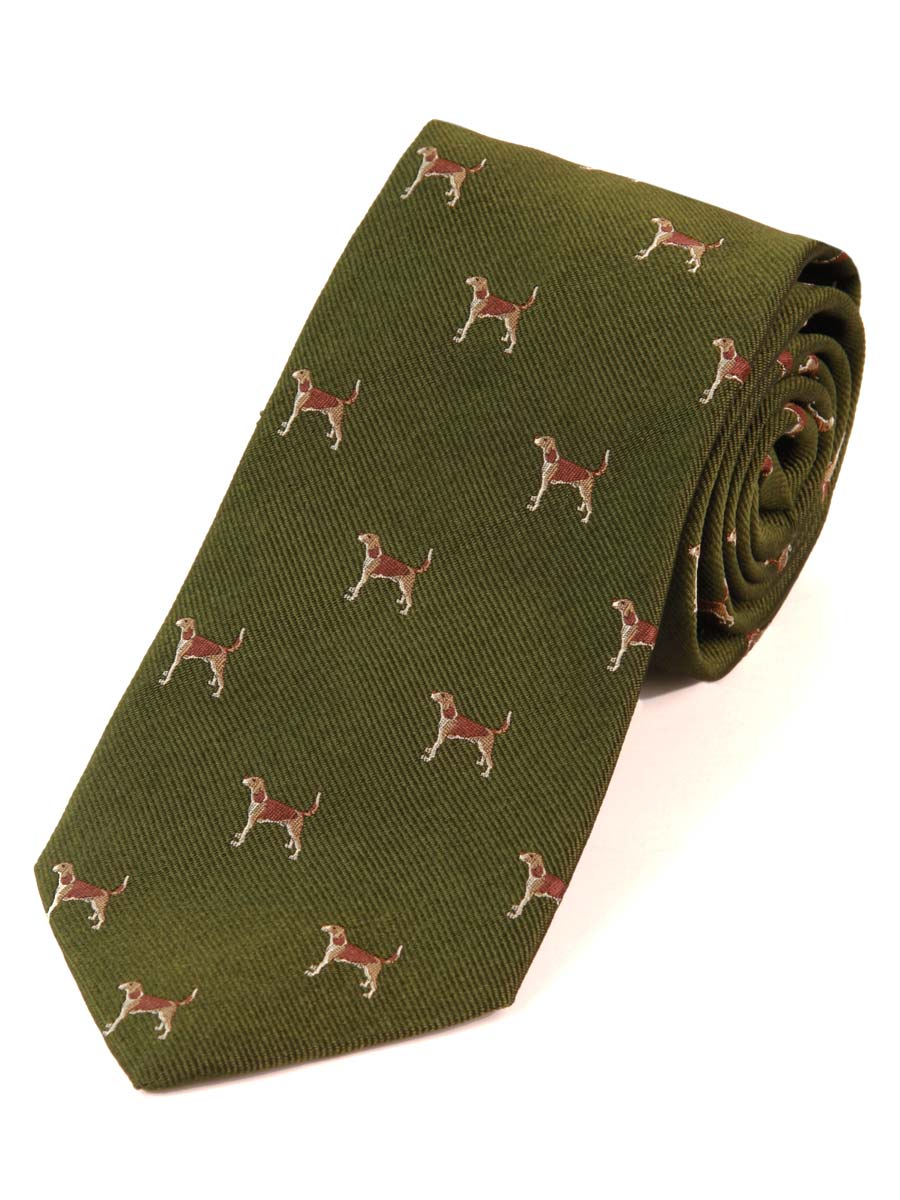 Atkinsons Beagle Woven Silk Tie, Green 