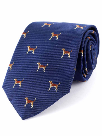 Atkinsons Beagle Woven Silk Tie, Navy