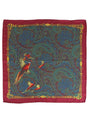 Pheasant Silk Pocket Square, Burgundy
