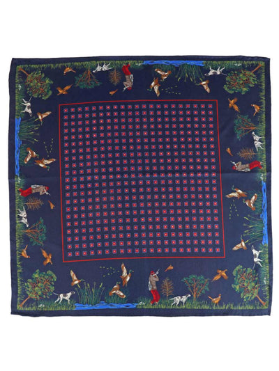 Shooting Scene Silk Pocket Square, Navy