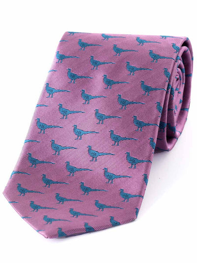 Atkinsons Pheasant Two Tone Woven Silk Tie, Pink & Blue