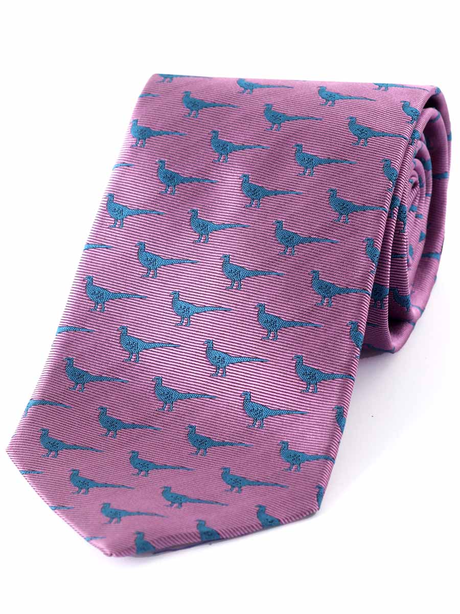 Atkinsons Pheasant Two Tone Woven Silk Tie, Pink & Blue