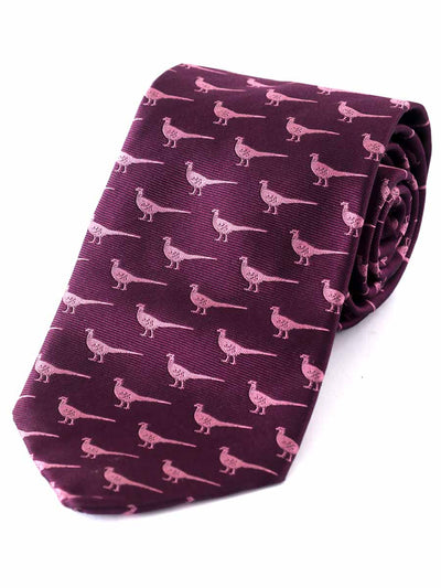 Atkinsons Pheasant Two Tone Woven Silk Tie, Purple & Pink