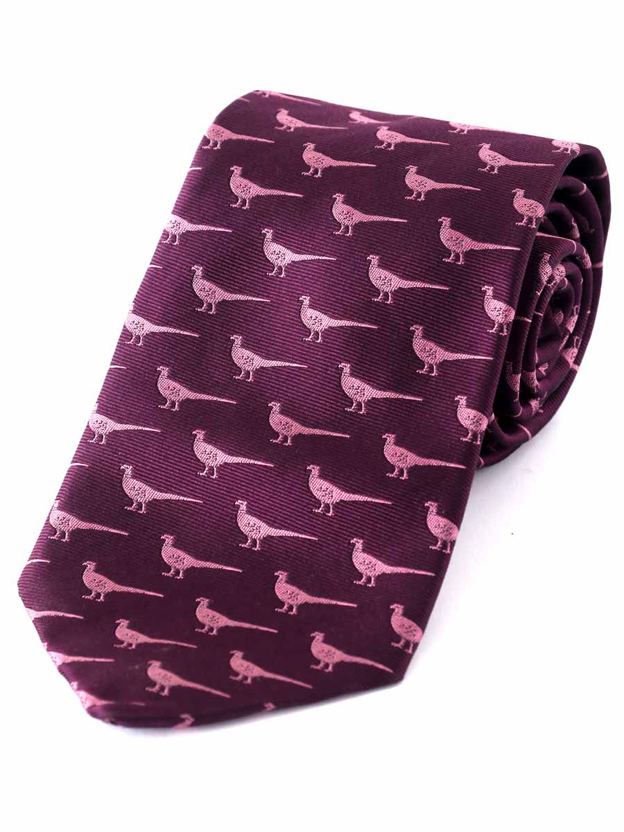 Atkinsons Pheasant Two Tone Woven Silk Tie, Purple & Pink