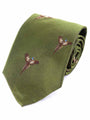 Atkinsons Soaring Pheasant Woven Silk Tie, Green