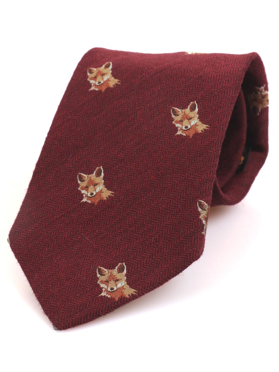 Atkinsons 'Fox' Wool & Silk Woven Tie, Burgundy