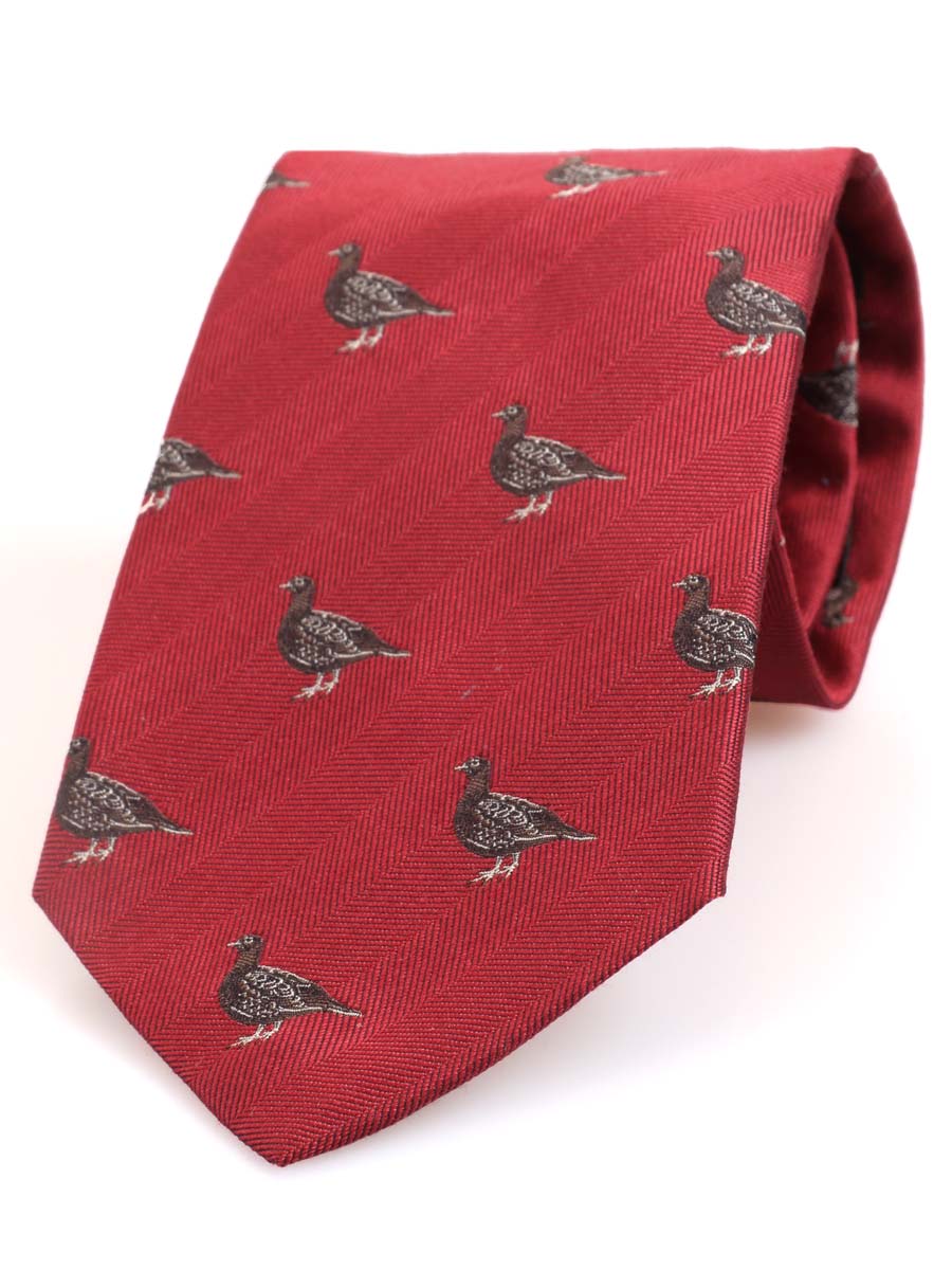Atkinsons 'Standing Grouse' Wool & Silk Shooting Tie, Wine