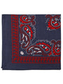 Extra Large Traditional Handkerchiefs with Paisley Print-Paisley Navy with Red