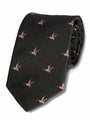 Woven Silk Shooting Tie, Dark Green Background with Flying Duck Detail
