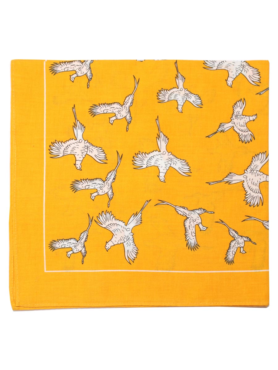 Large Cotton Handkerchiefs with Pheasant Print, Canary