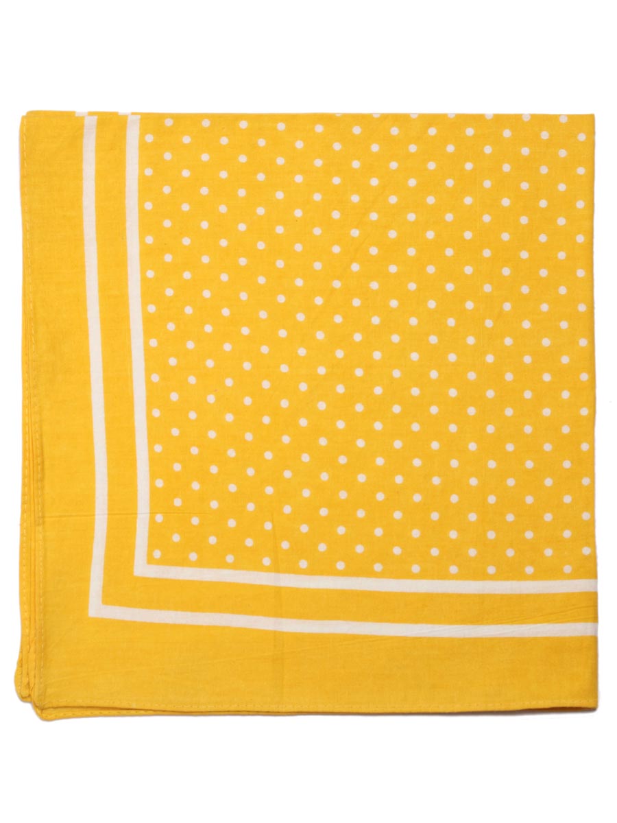Extra Large Traditional Cotton Spotted Handkerchiefs, Canary with White Spots