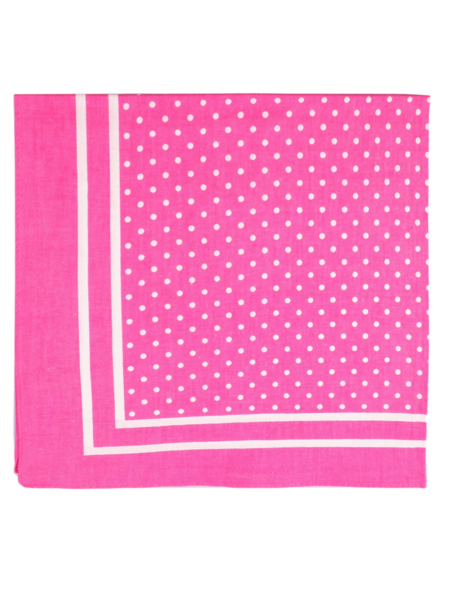 Extra Large Traditional Cotton Spotted Handkerchiefs, Cerise Pink with White Spots