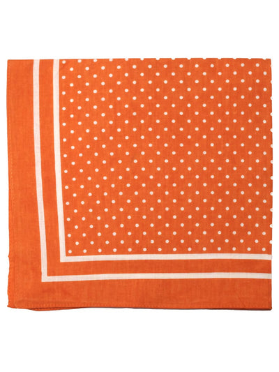 Extra Large Traditional Cotton Spotted Handkerchiefs, Orange with White Spots