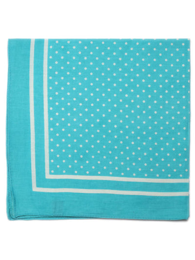 Extra Large Traditional Cotton Spotted Handkerchiefs, Peacock Blue with White Spots