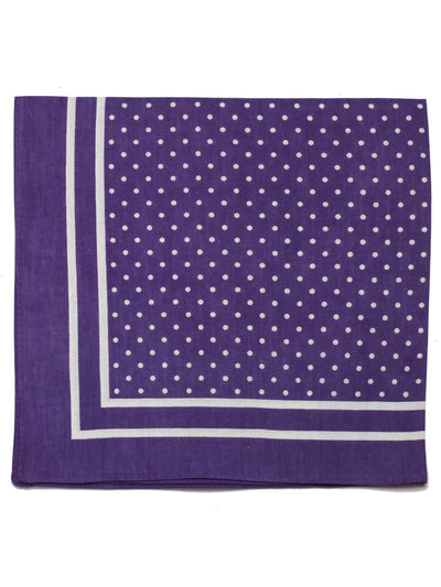 Extra Large Traditional Cotton Spotted Handkerchiefs, Purple with White Spots