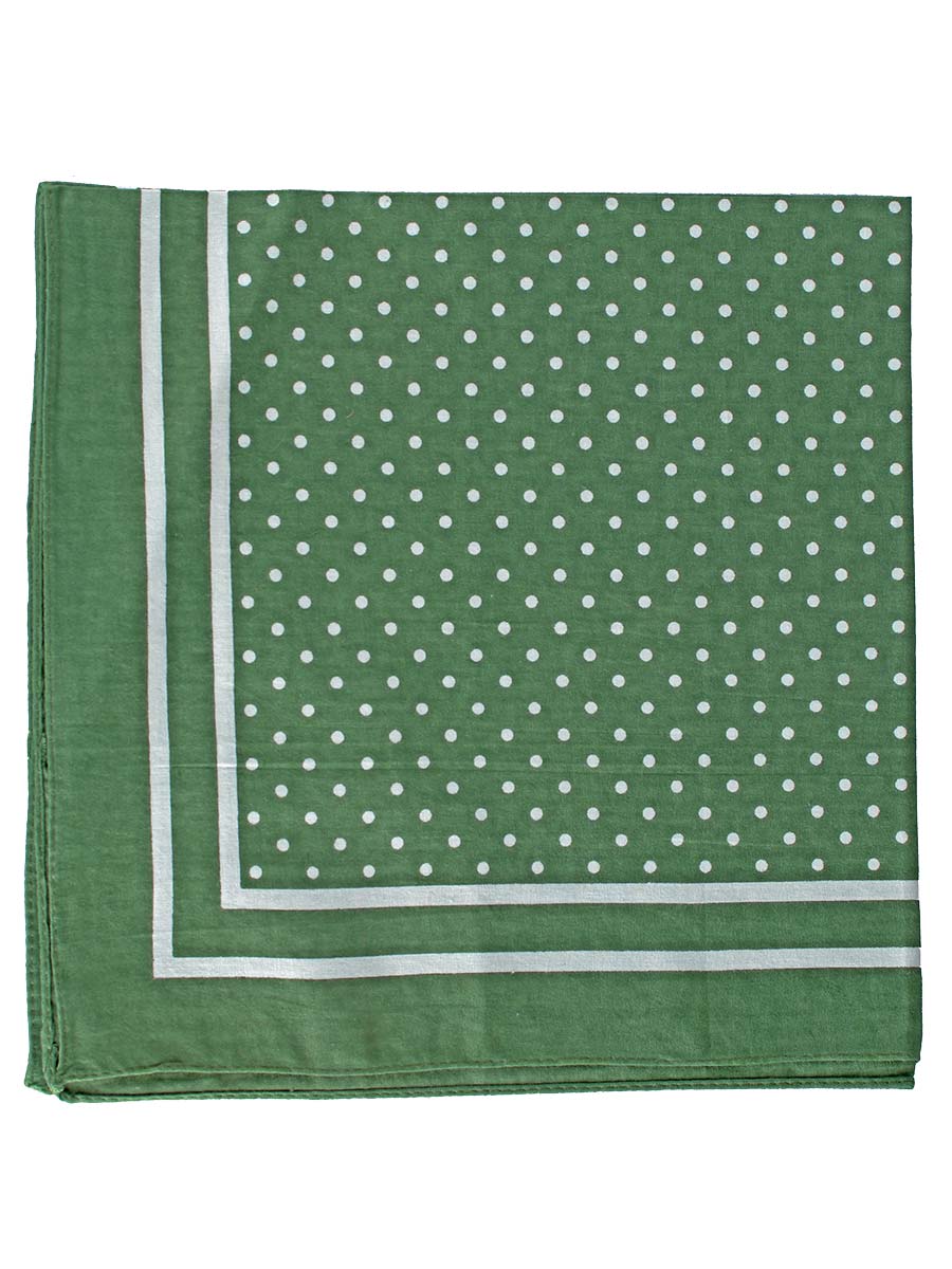 Large Cotton Handkerchief, Green with White Spots