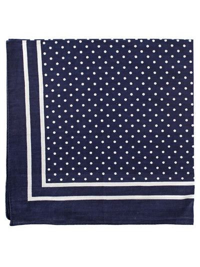 Large Cotton Handkerchief, Navy with White Spots