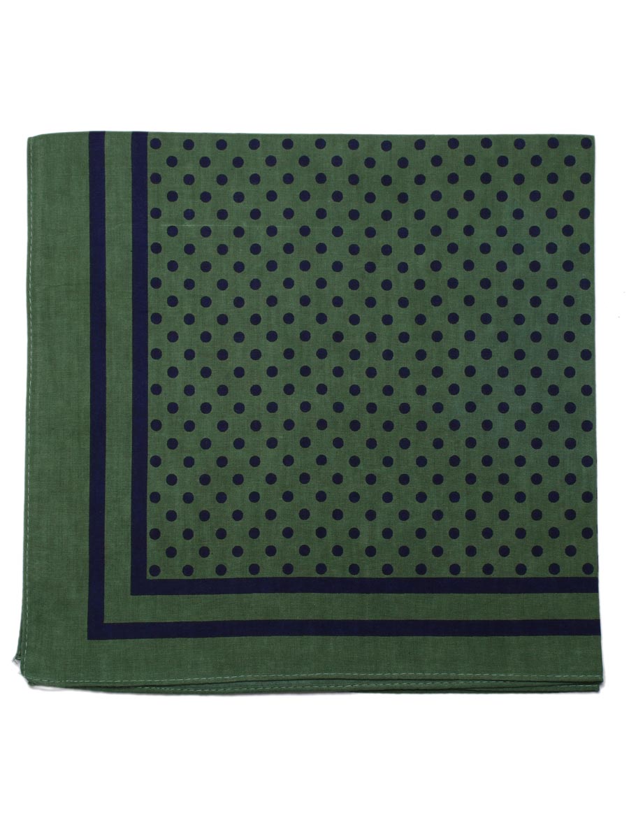 Extra Large Traditional Spotty Handkerchief, Olive with Navy Spots