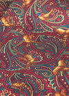 Pure silk cravat, in burgundy ground with paisley and pheasant pattern