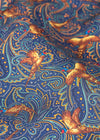 Pure silk cravat, in navy ground with paisley and pheasant pattern