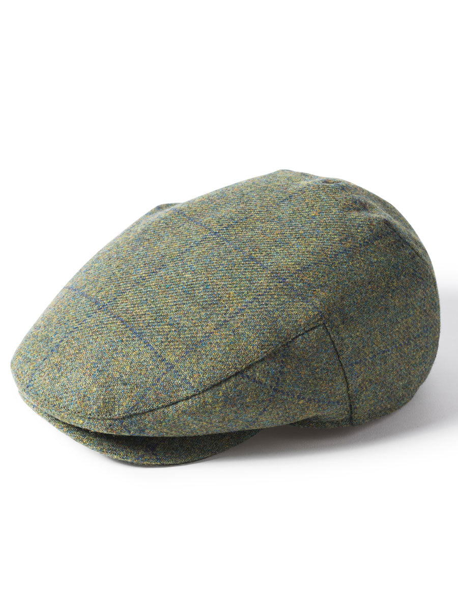 Waterproof Classic Tweed Cap, Sage with Navy Windowpane