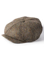 Failsworth Carloway Harris Tweed Baker Boy Cap, Brown Herringbone