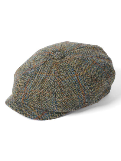 Failsworth Carloway Harris Tweed Baker Boy Cap, Green Harris Tweed