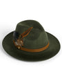 Womens Brushed Wool Felt Fedora, Hunter Green