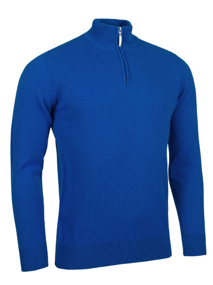 Glenmuir 1891 Coll Mens Zip Lambswool Sweater, Ascot Blue