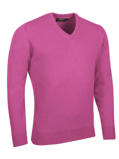 Glenmuir 1891 Lomond V Neck Lambswool Sweater, Hot Pink