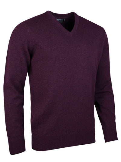 Glenmuir 1891 Lomond V Neck Lambswool Sweater, Black Grape