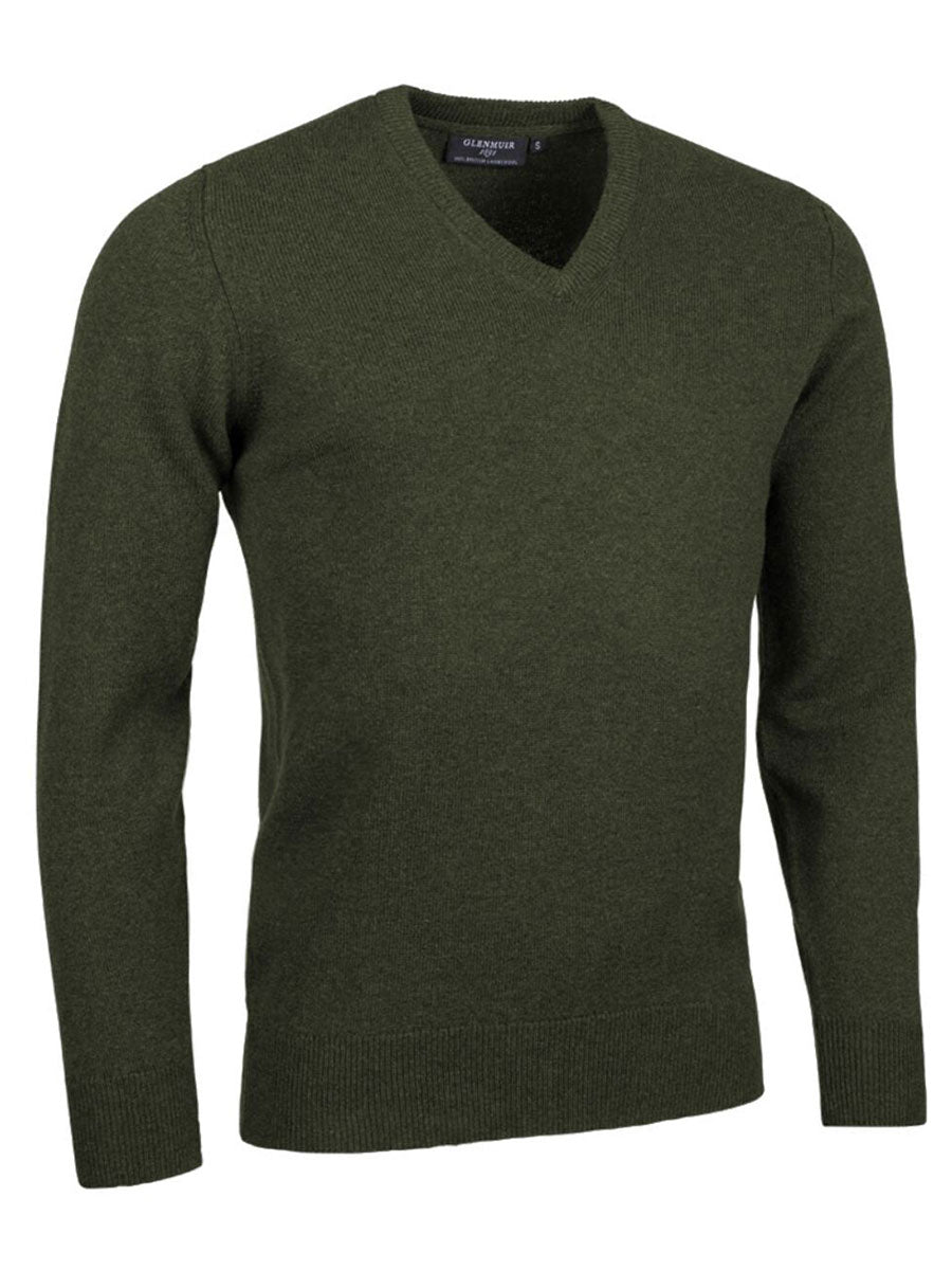Glenmuir 1891 Lomond V Neck Lambswool Sweater, Seaweed Marl