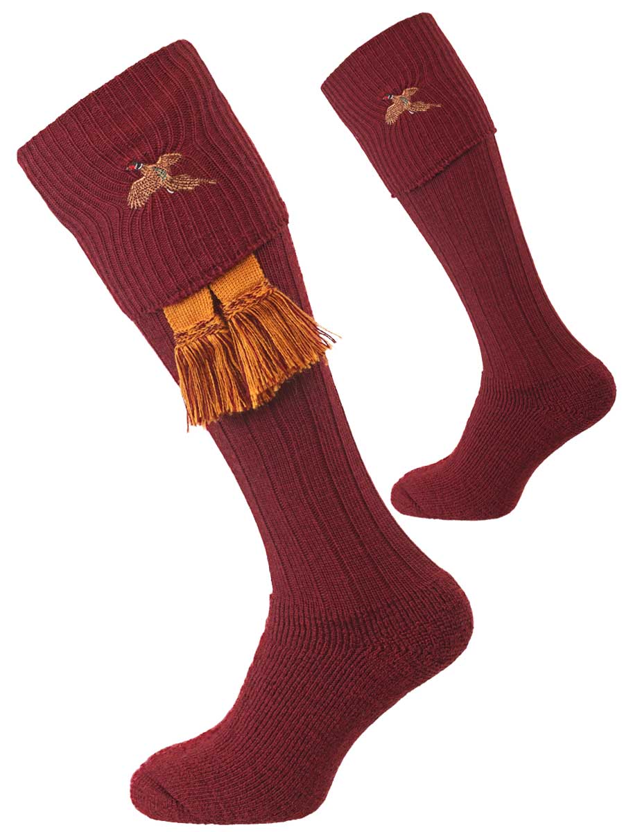 The Stalker Cushion Foot Shooting Sock - Burgundy Pheasant