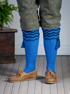 The Lady Grafton Shooting Sock - Azure - Medium