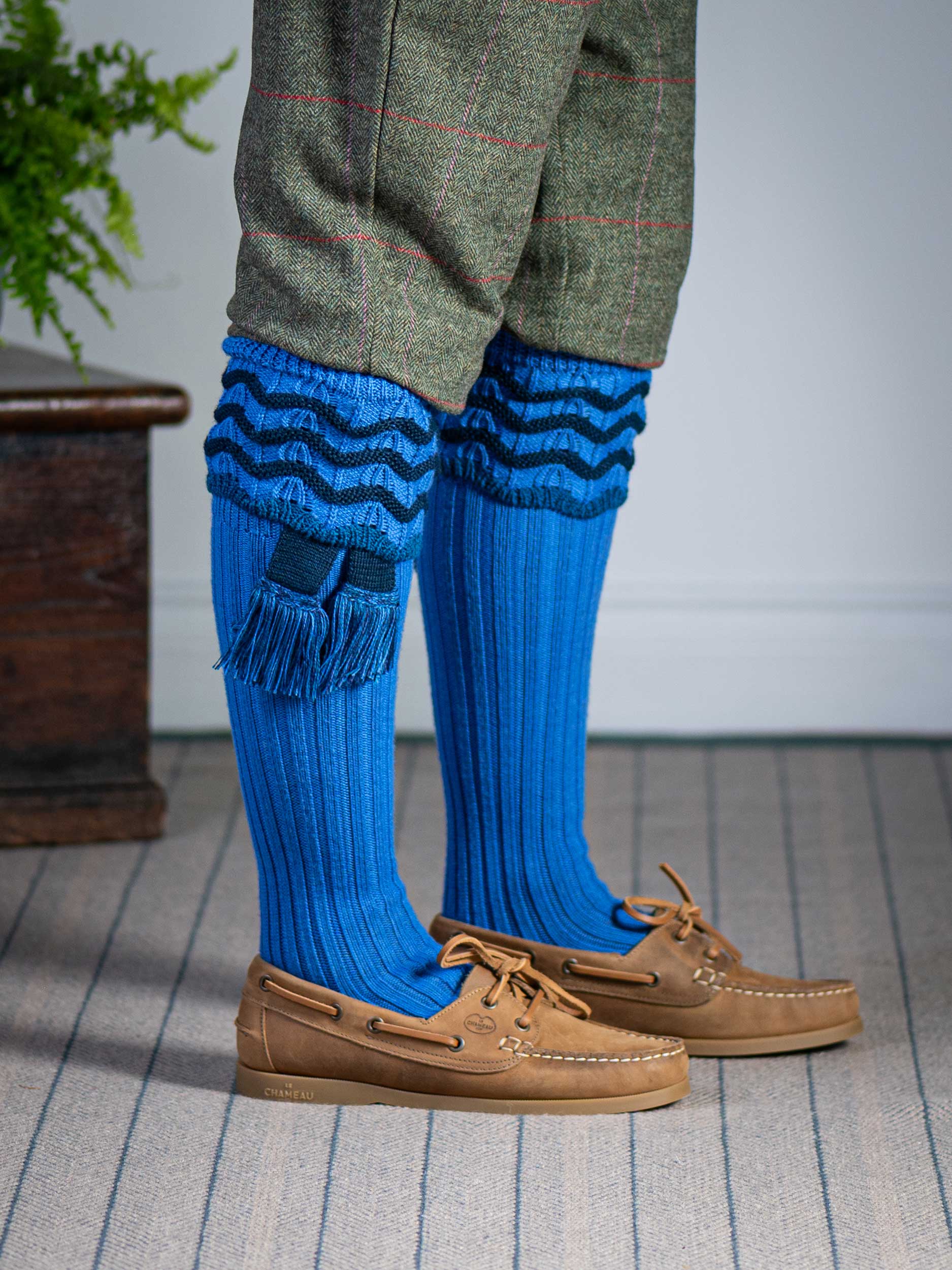The Lady Grafton Shooting Sock - Azure - Medium