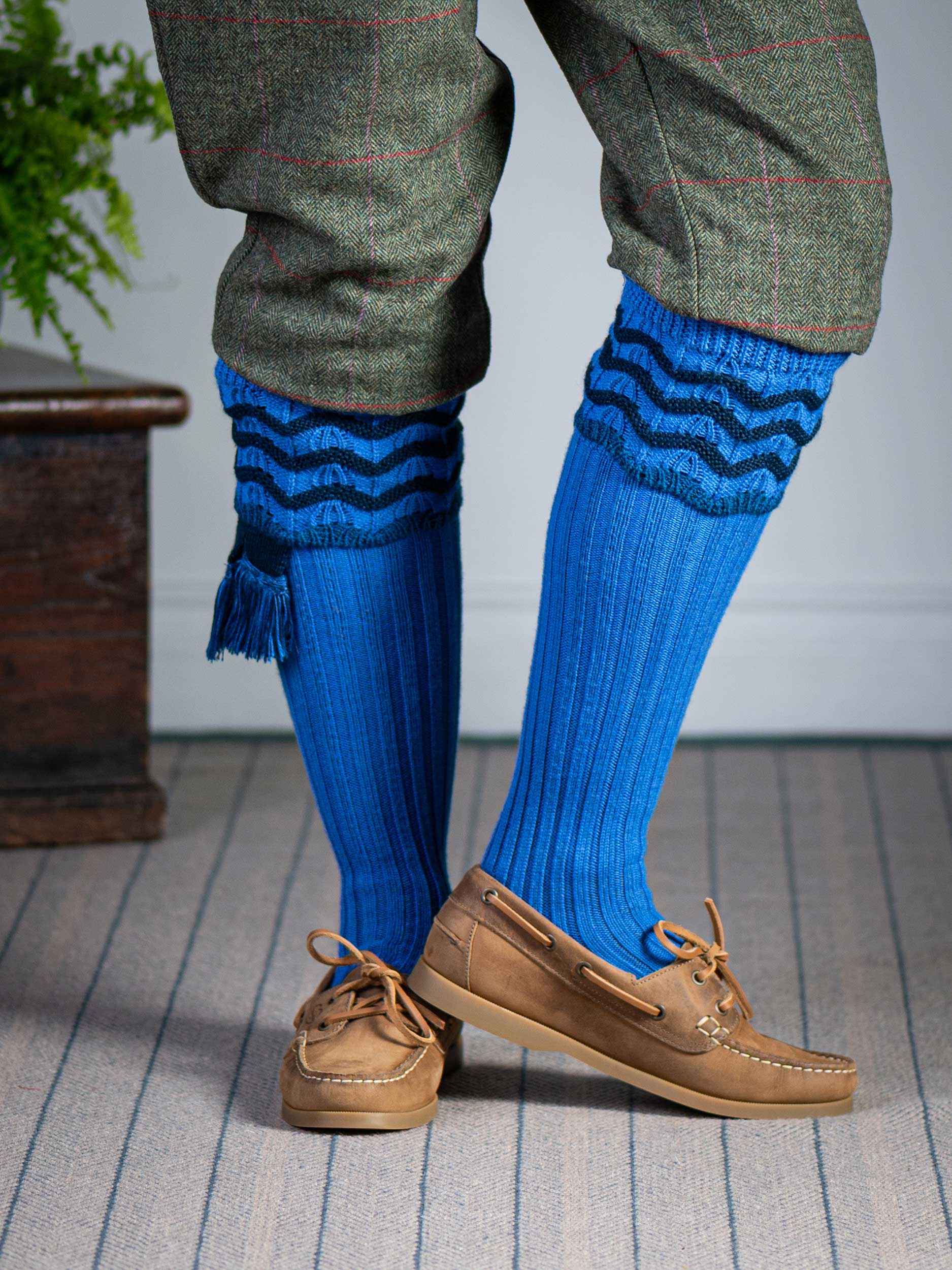 The Lady Grafton Shooting Sock - Azure - Medium