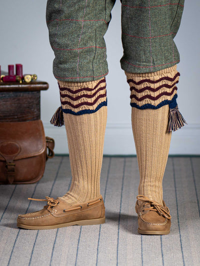 The Lady Grafton Shooting Sock with Garter, Toasted Almond