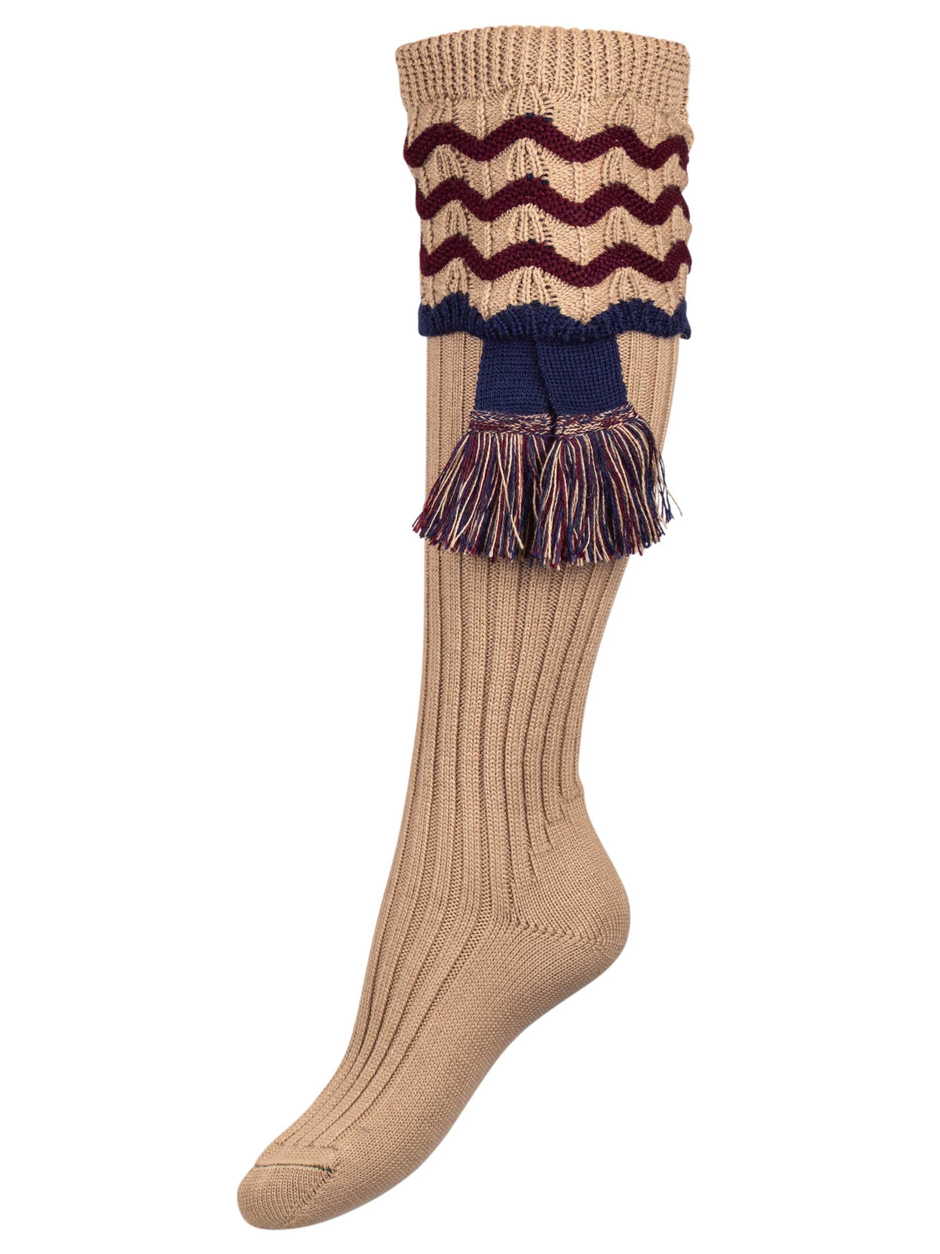 The Lady Grafton Shooting Sock with Garter, Toasted Almond