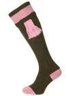 The Byron Shooting Sock, Olive & Pink