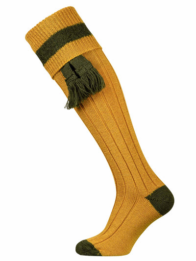 The Byron Shooting Sock, Gold with Green band