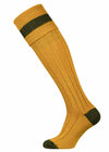 Gold shooting sock with oliver green detail