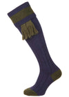 The Byron Wool Shooting Sock, Sapphire & Olive