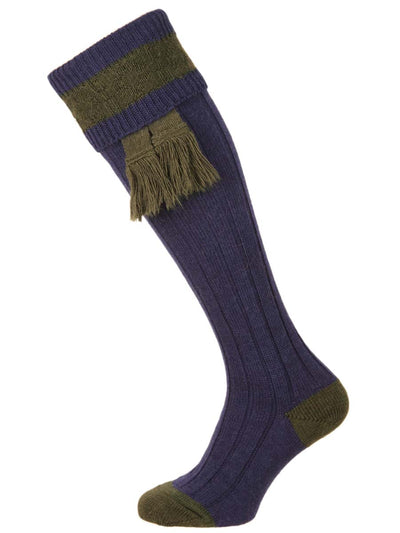 The Byron Wool Shooting Sock, Sapphire & Olive