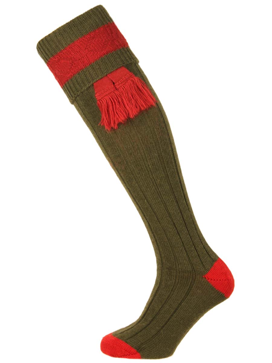 The Byron Shooting Sock - Olive & Ruby