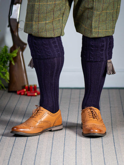 The Harris Cable Shooting Sock, Aubergine