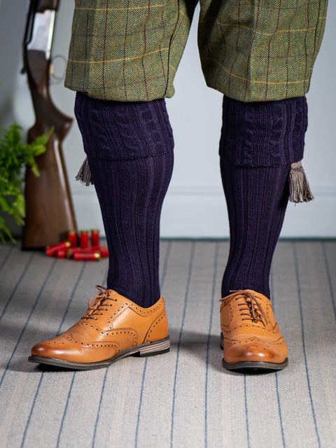 The Harris Cable Shooting Sock, Aubergine