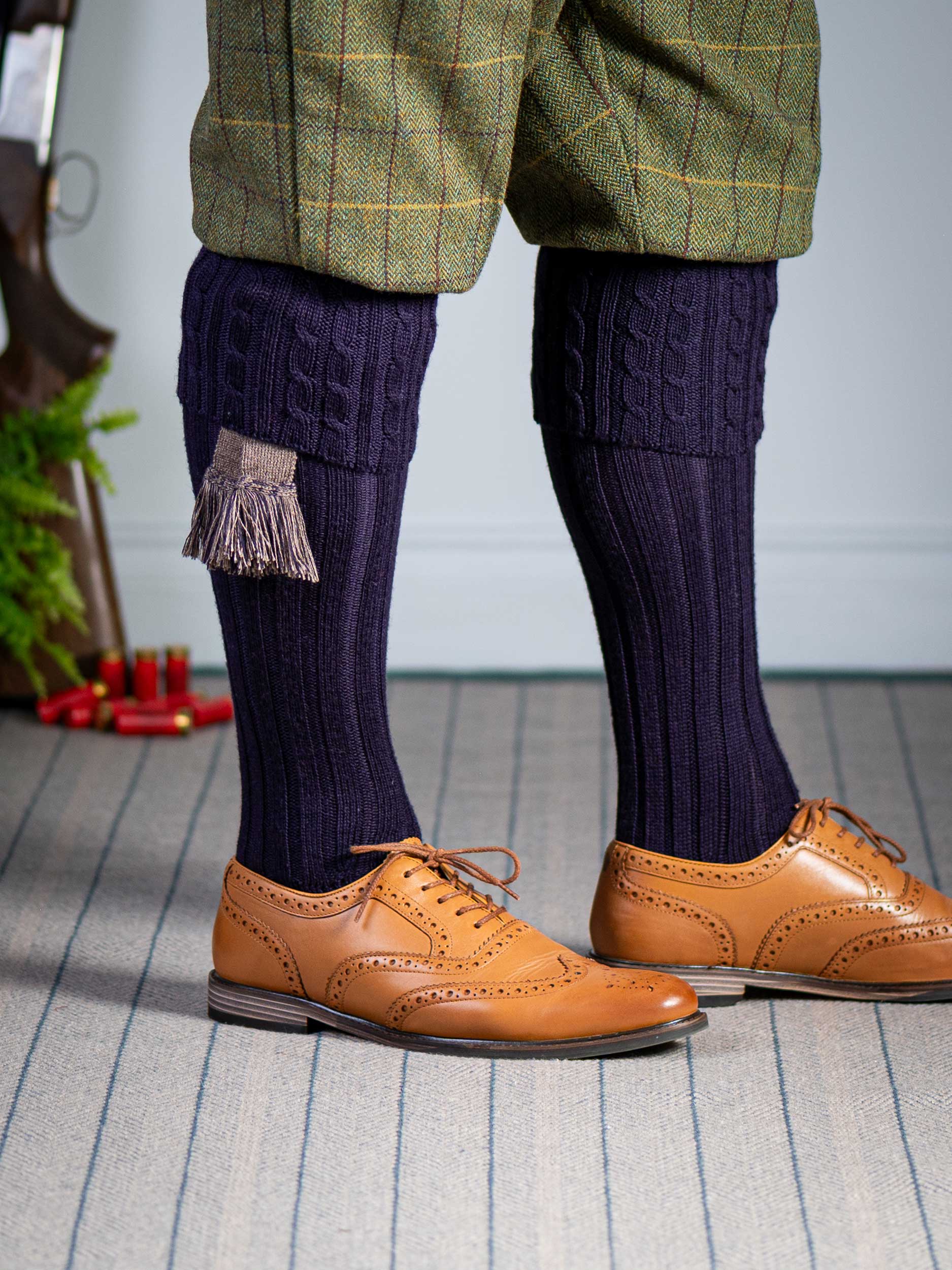 The Harris Cable Shooting Sock, Aubergine